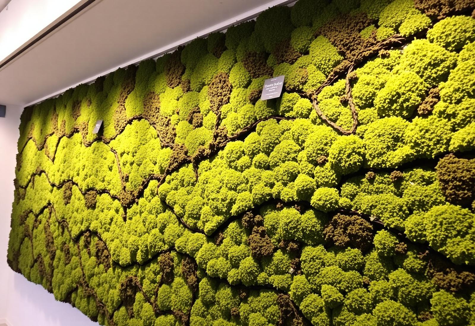 Detail of moss wall installation